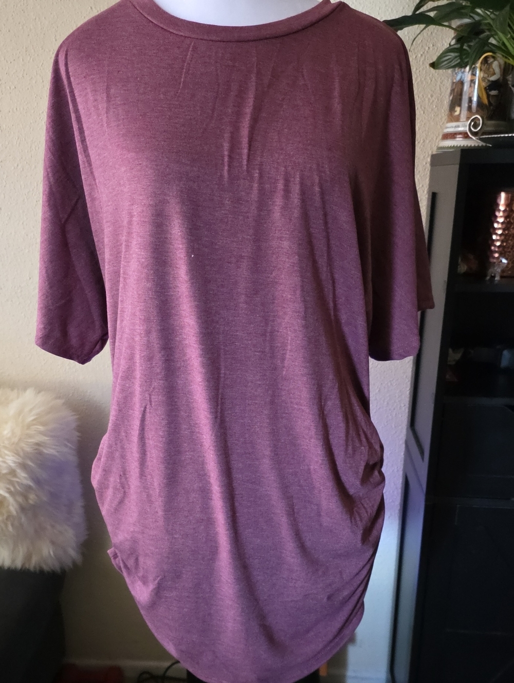 Women’s Casual Short Sleeve Tunic Top in Dusty Mauve
